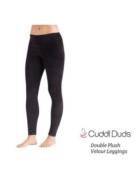 NWT Cuddl Duds Extra Large Double Plush Velour Leggings Black Cozy